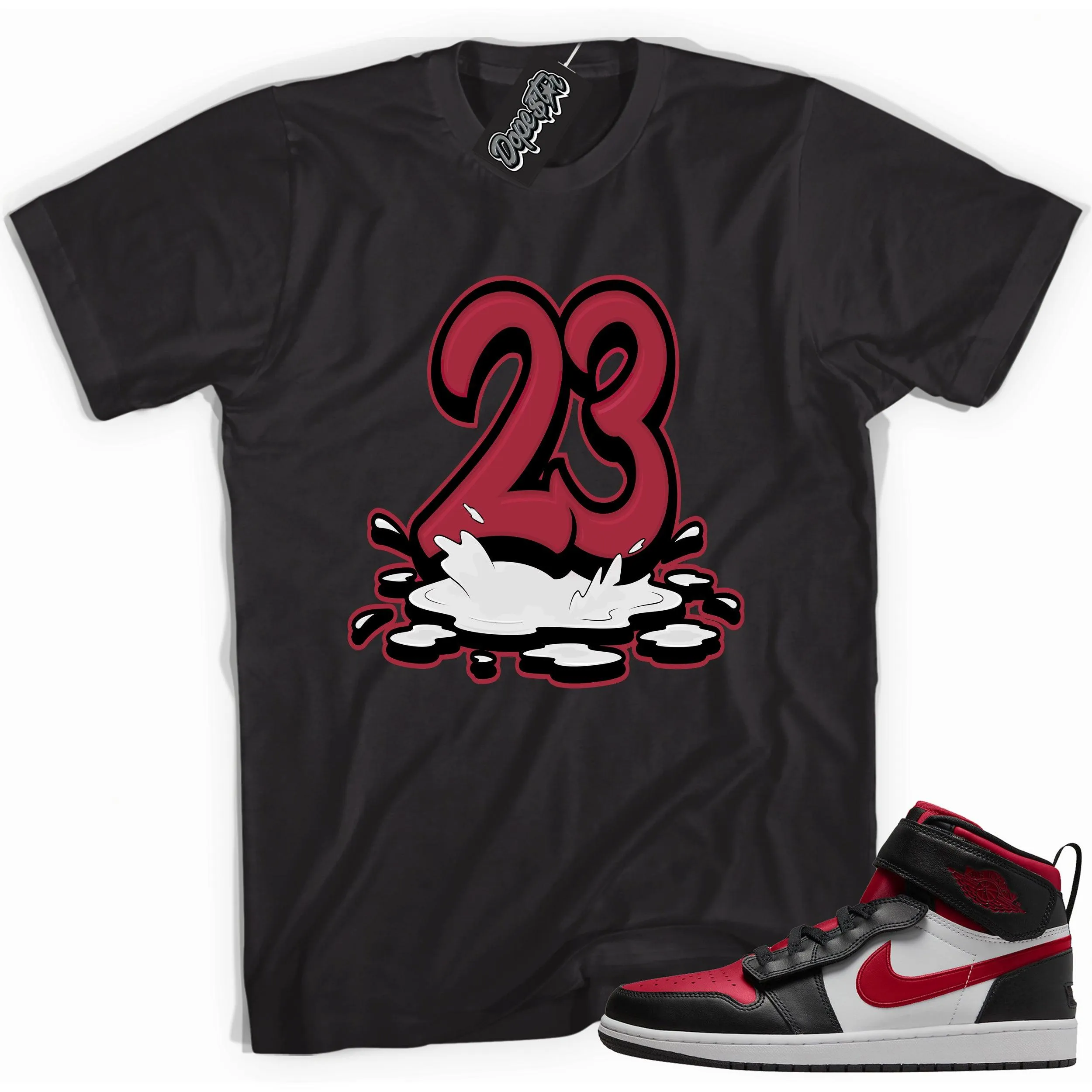 1 High FlyEase Black White Fire Red Shirt 23 Melting