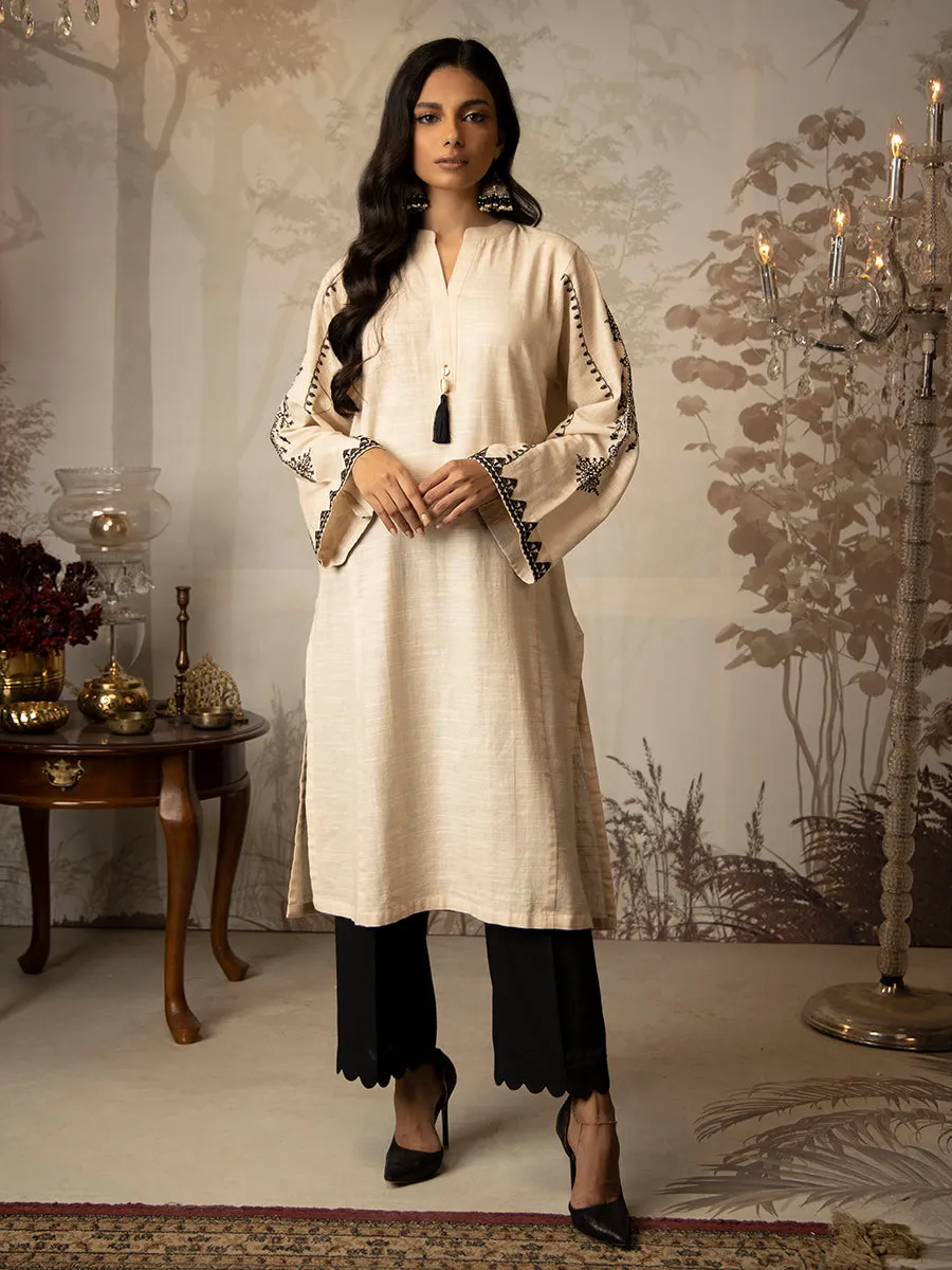 1pc Stitched Basic Dyed Embroidered Khaddar Shirt