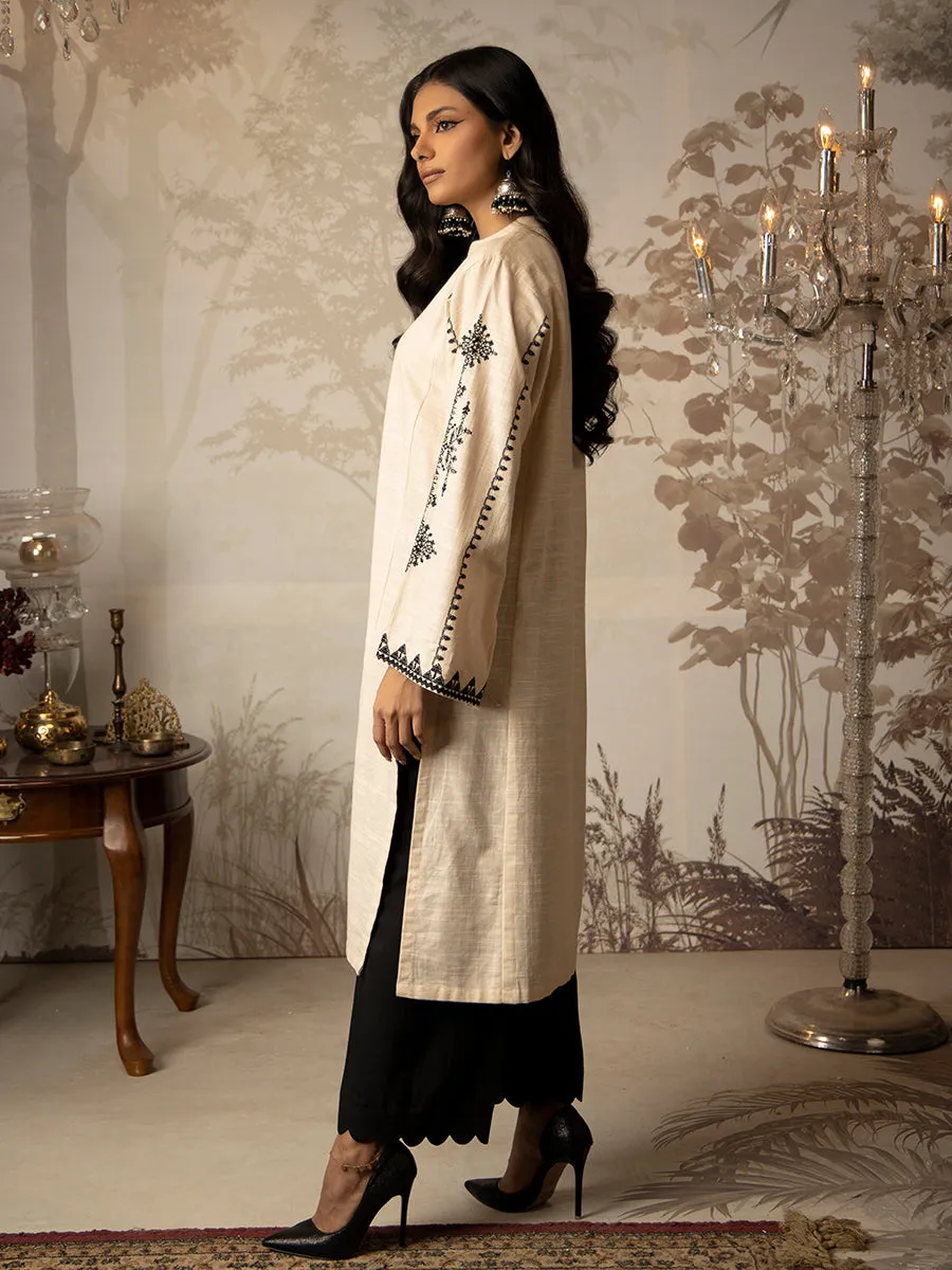 1pc Stitched Basic Dyed Embroidered Khaddar Shirt