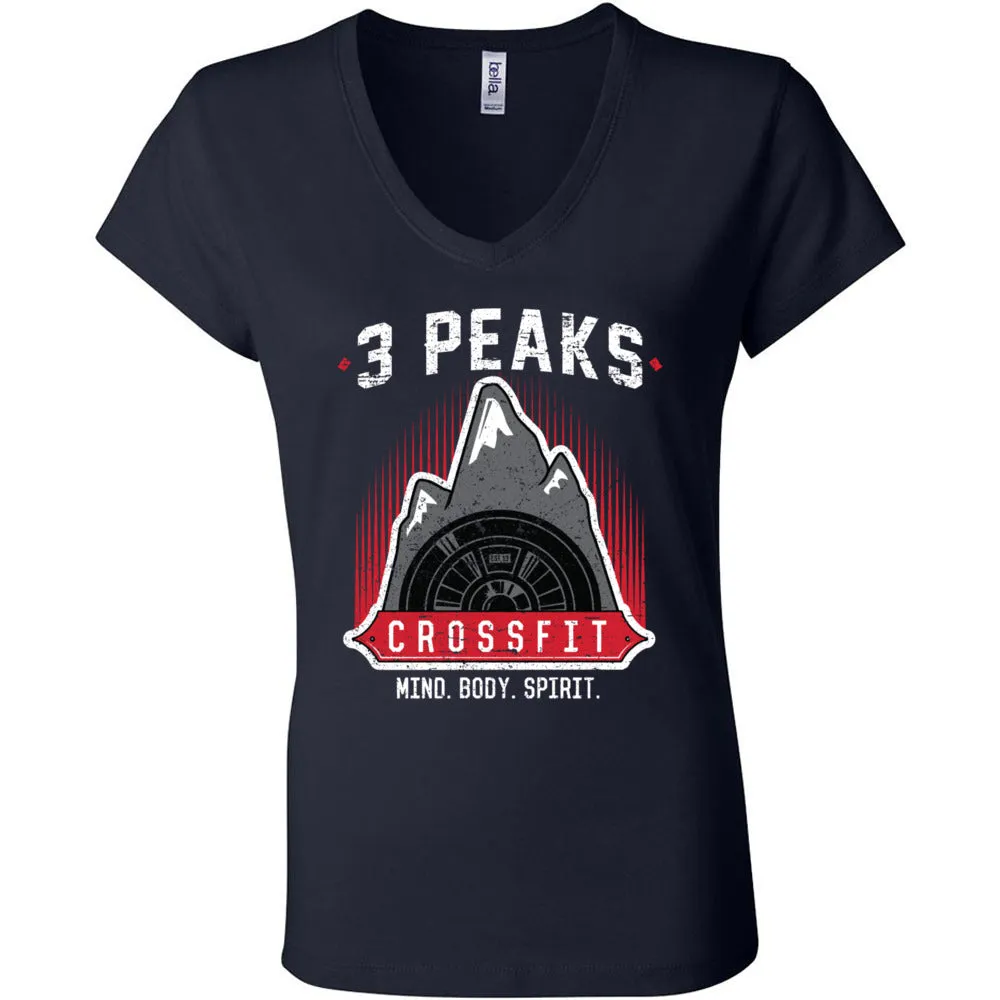 3 Peak CrossFit - 100 - Stacked - Women's V-Neck T-Shirt