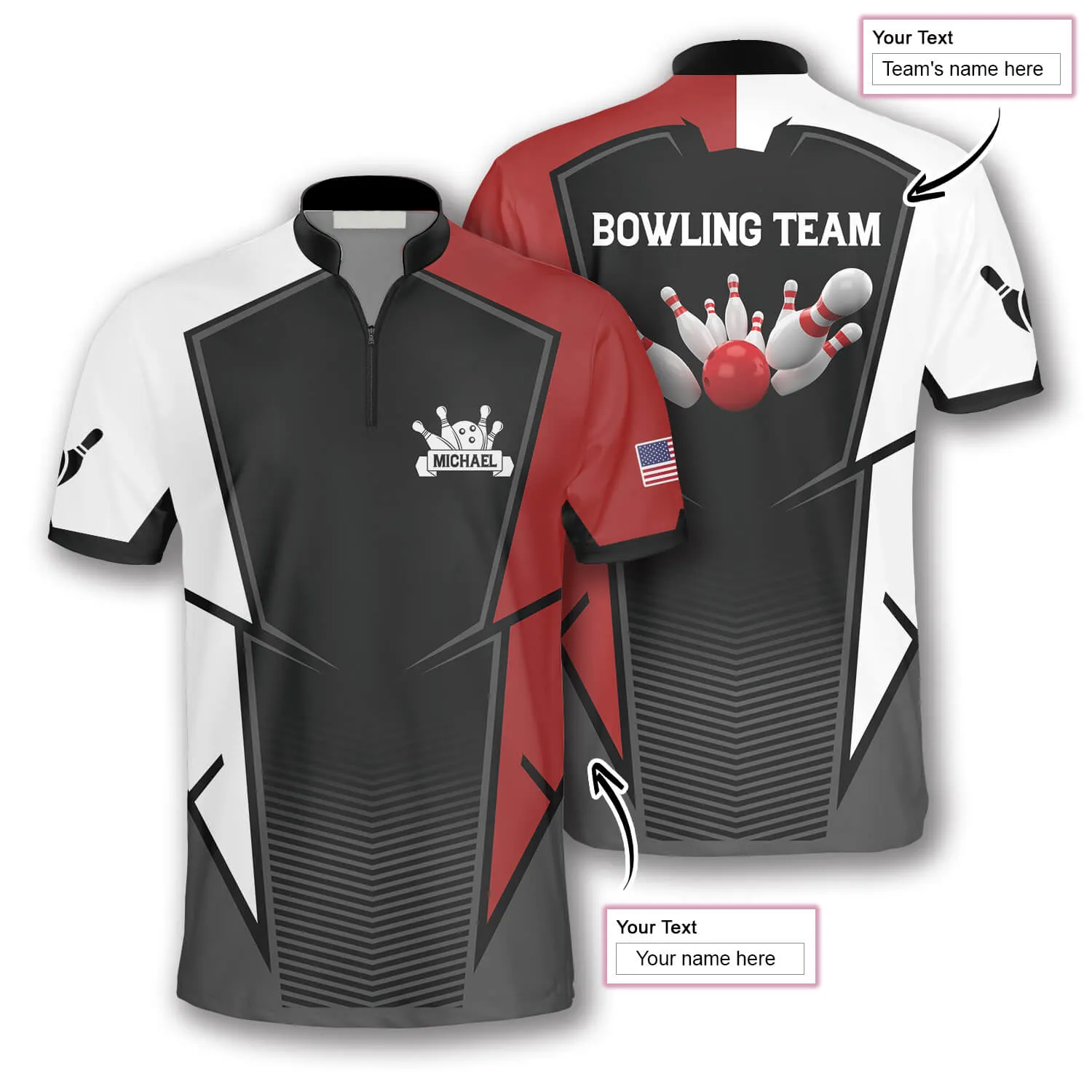 3D All Over Print Best Strike Custom Bowling Jerseys for Men, White and Red Bowling Shirt, Strike Bowling Shirt