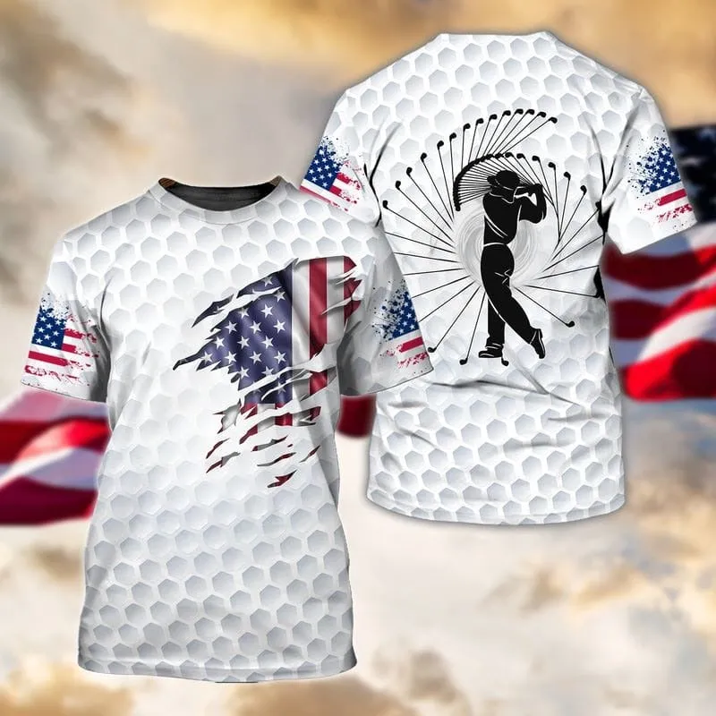 3D All Over Printed American Golf Shirt, Golfer T Shirt, Golf Shirts Men Women