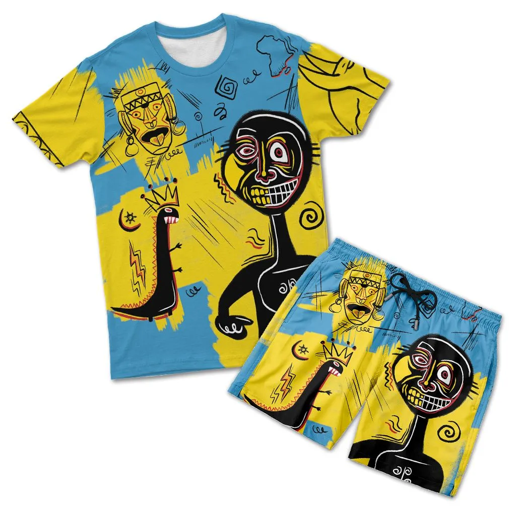 African Art Viva Underground Psychedelic Vintage Style T-shirt and Shorts Set