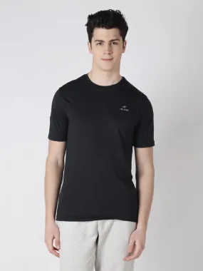 Alcis Men Black Solid Round Neck Wonder T-shirt