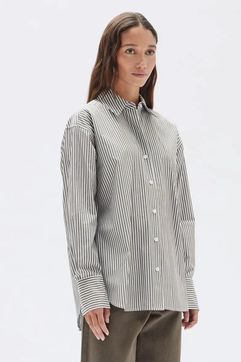 Assembly Label Signature Stripe Poplin Shirt - Spruce/White