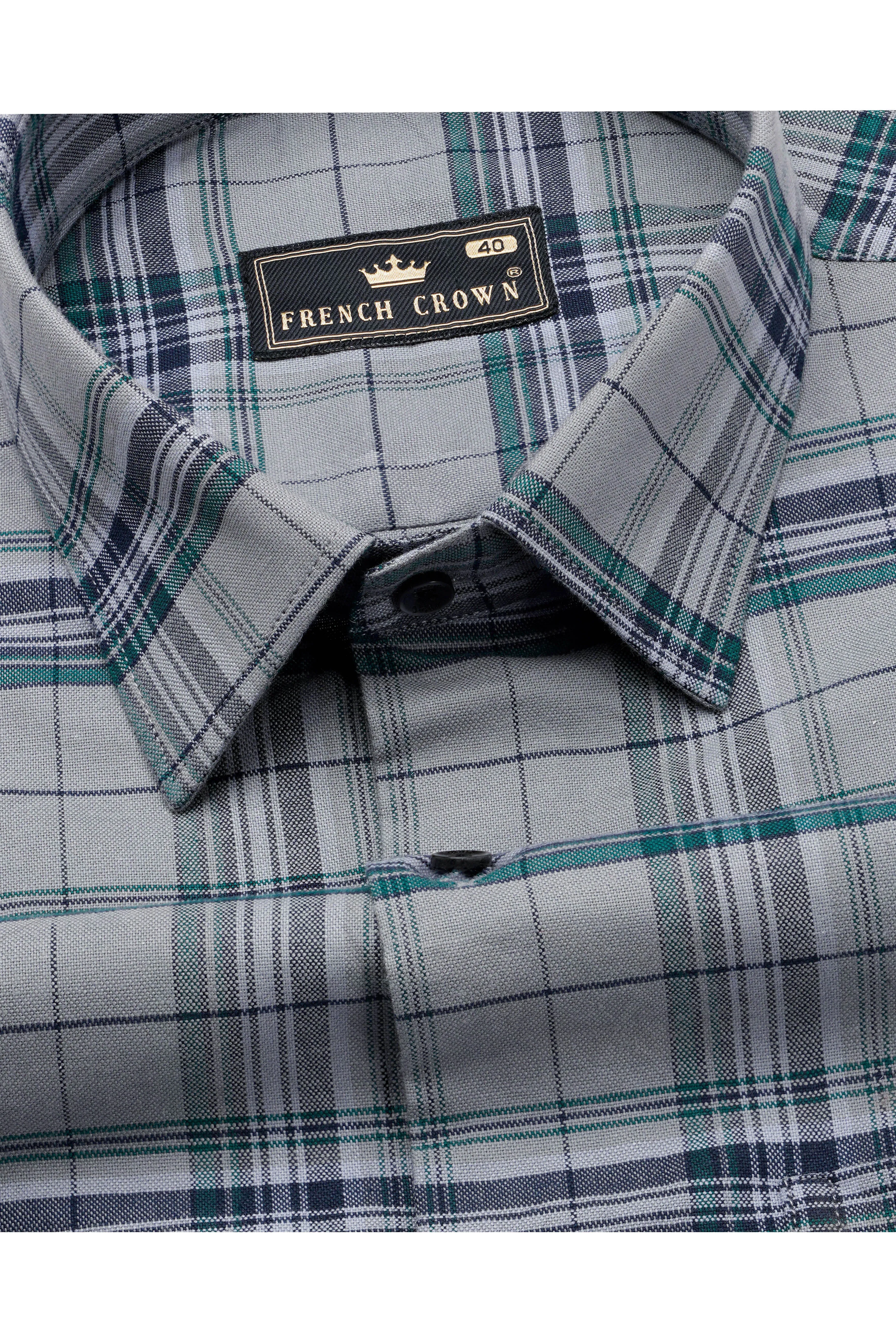 Battleship Gray Checkered Royal Oxford Shirt