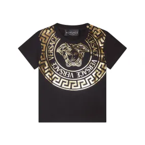 Black & Gold Medusa Lamé T-Shirt