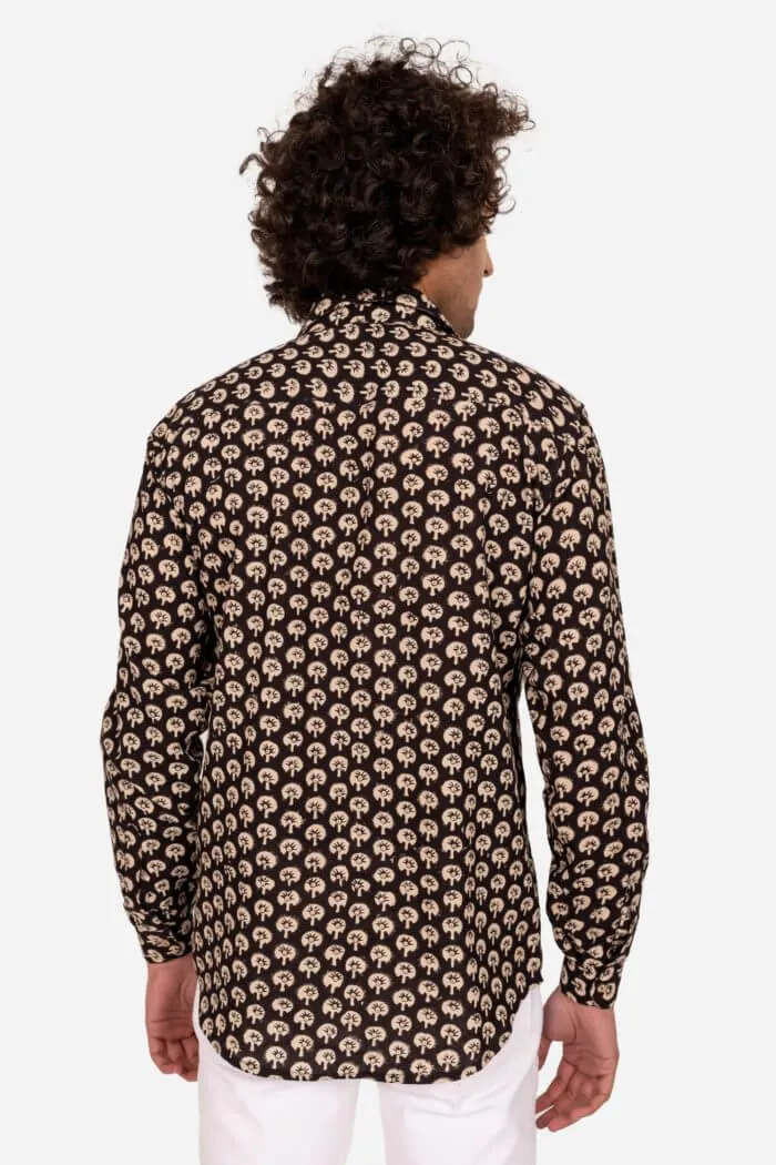 BLACK BLOCK PRINTED COTTON SHIRT