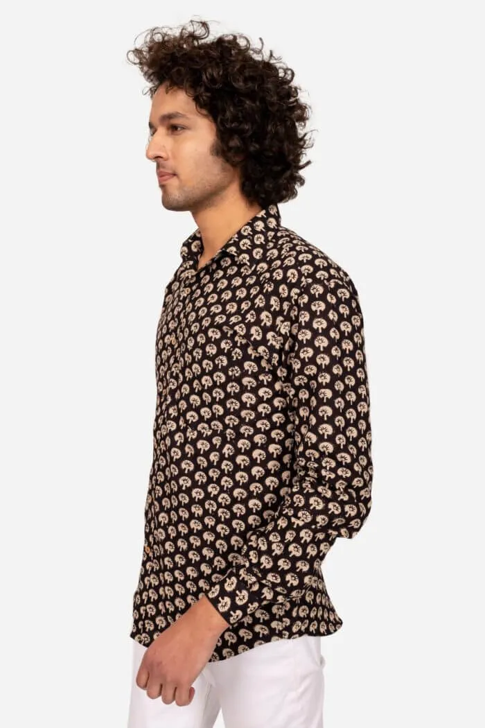 BLACK BLOCK PRINTED COTTON SHIRT