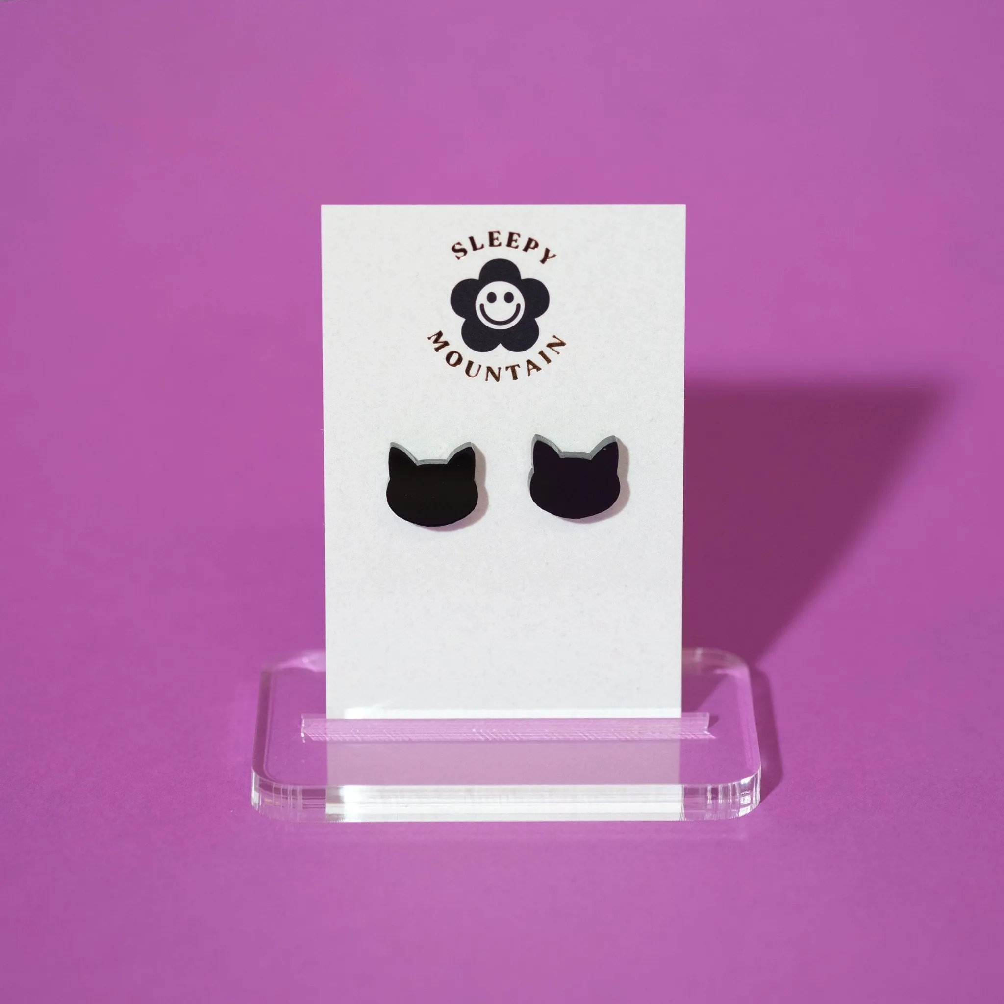 Black Cat Silhouette Stud Earrings