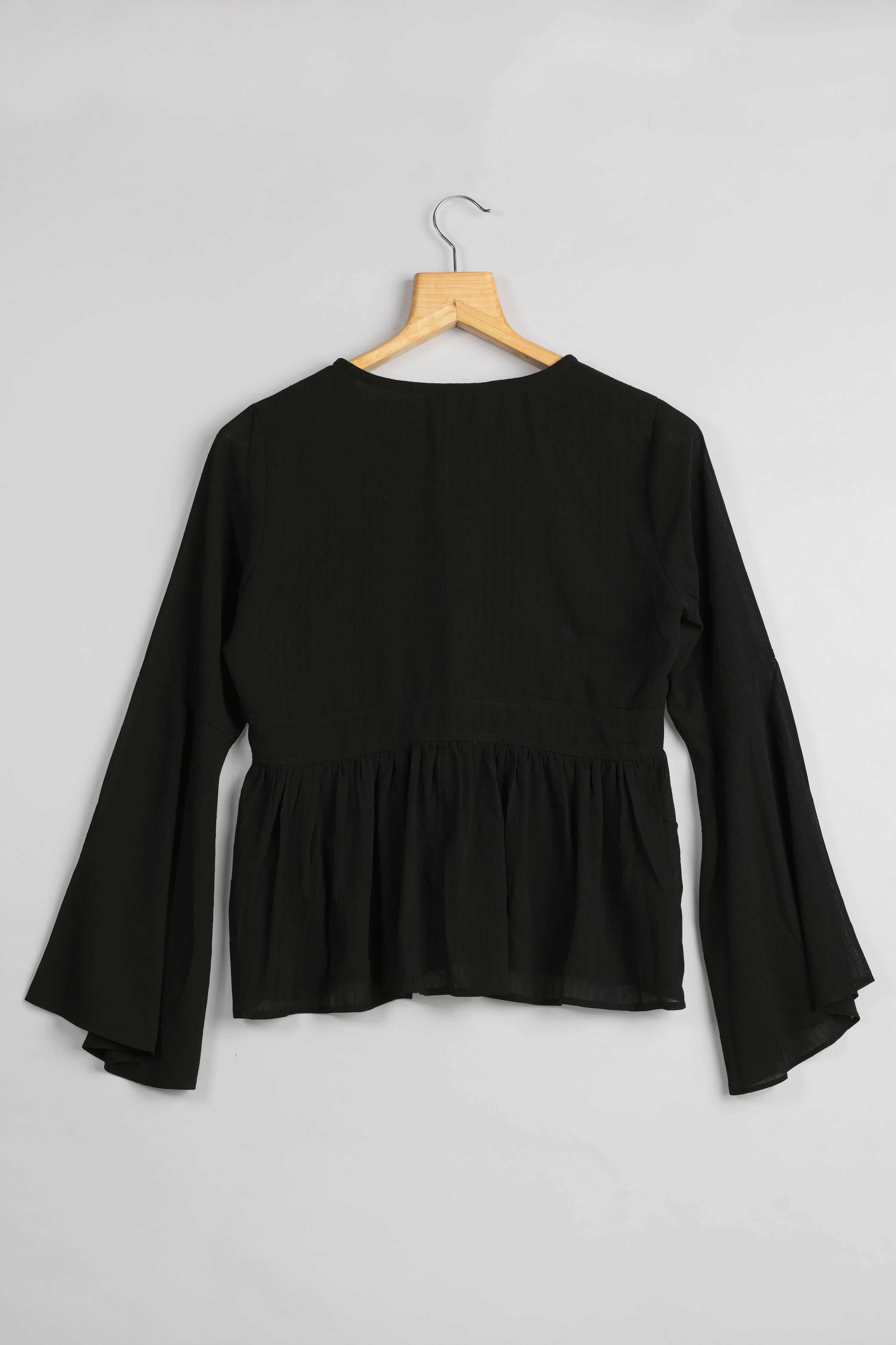 Black Ruffle Top For Women