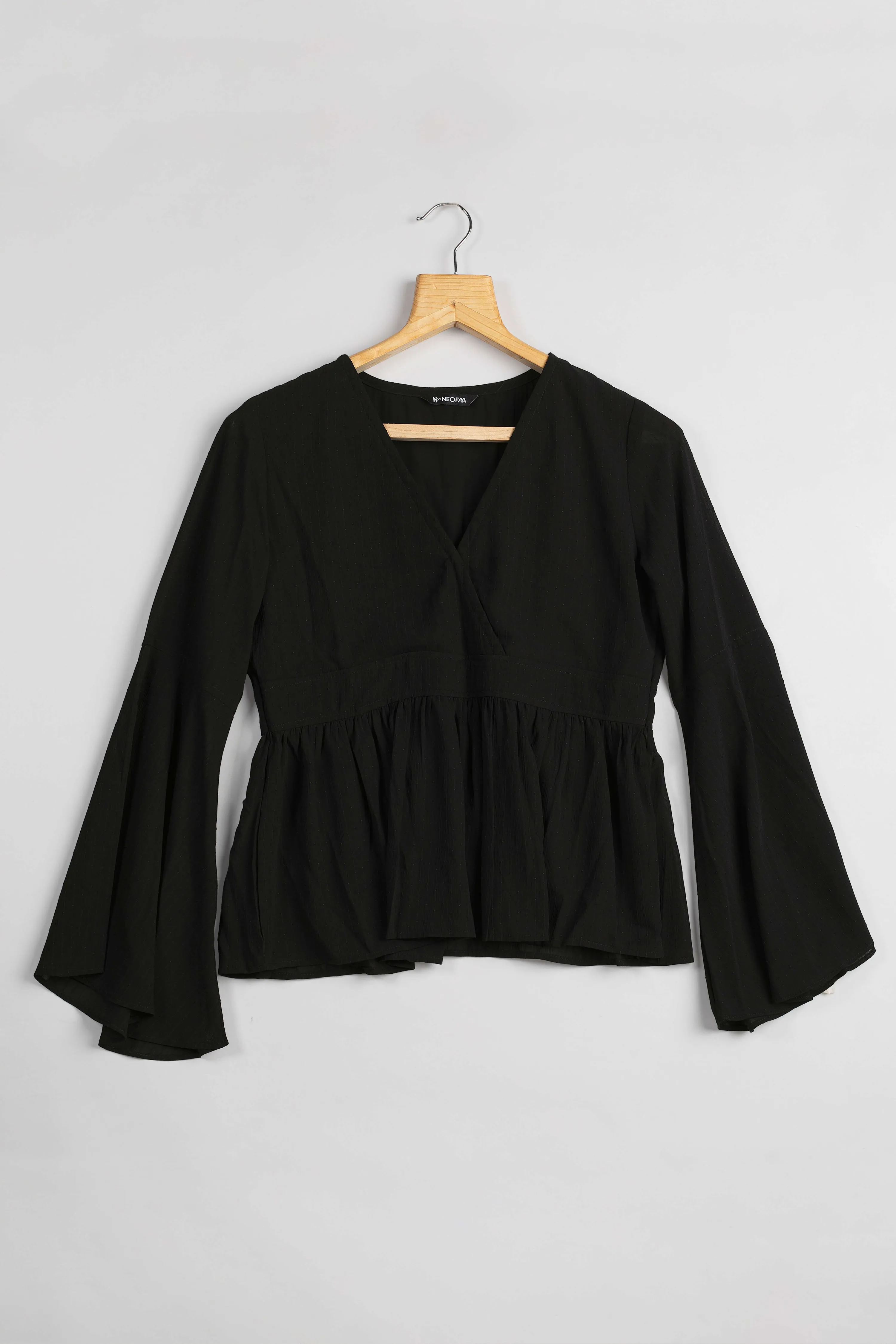 Black Ruffle Top For Women