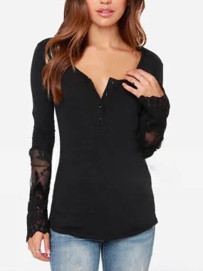 Black White Sexy Lace T-shirt