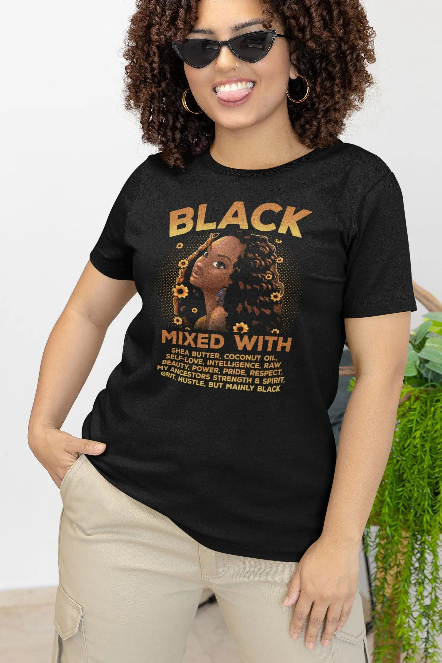 Black Woman Mixed With Black T-Shirt