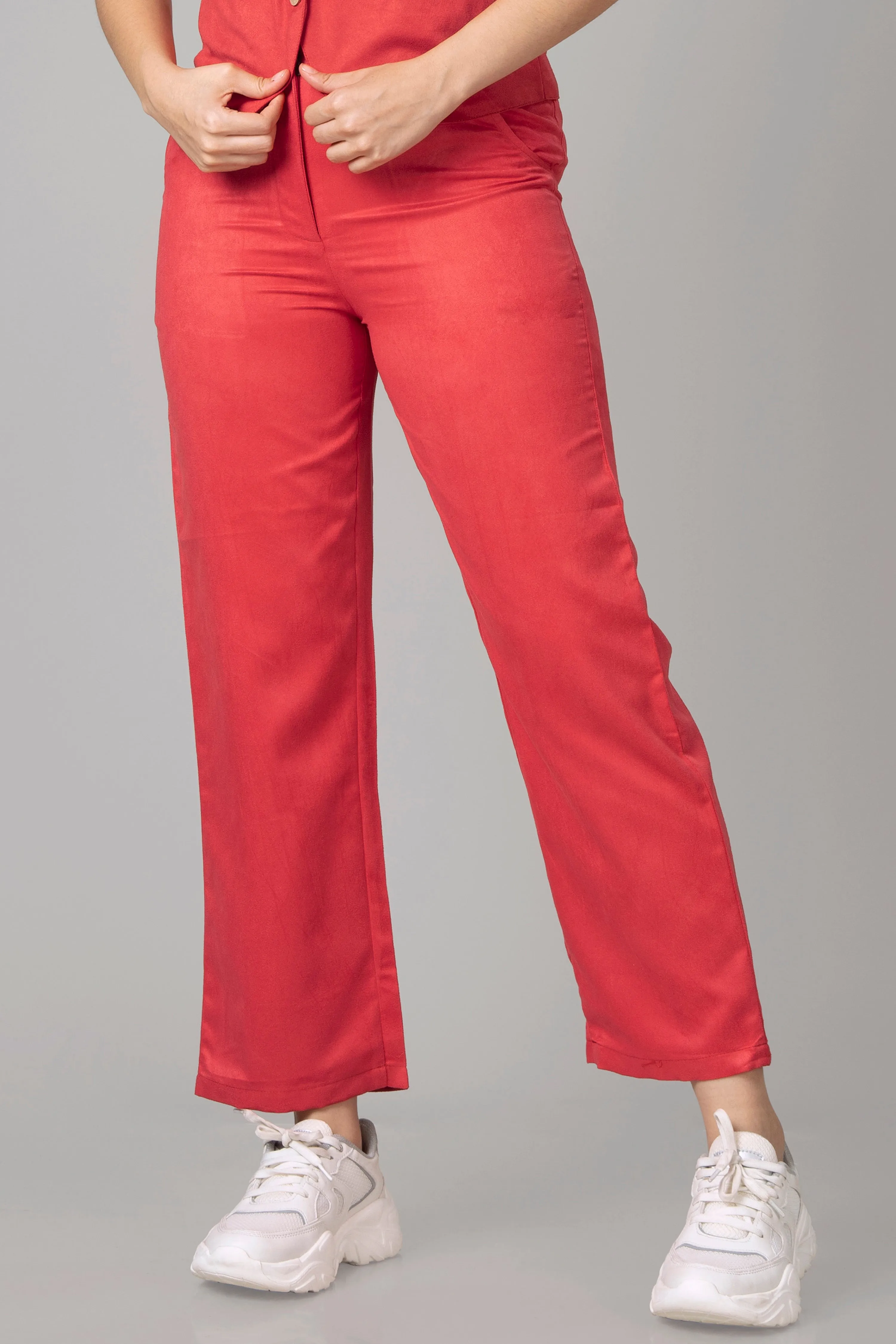 Call Me Paris Red Suede Trouser For Women