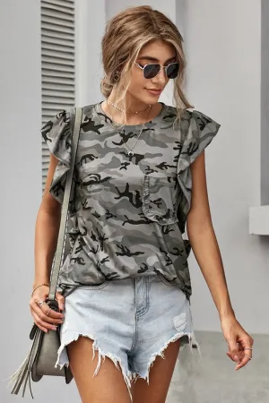 Camo Cutie Ruffle Top