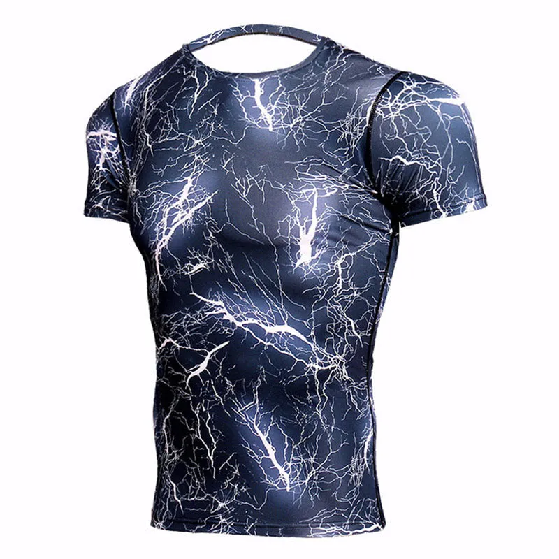 Camouflage Compression 'Red Lightning Camo' Short Sleeve Rashguard