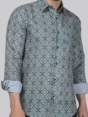 Exotic-glam Men's Printed Full Sleeve Cotton Button-Up Shirt For Men