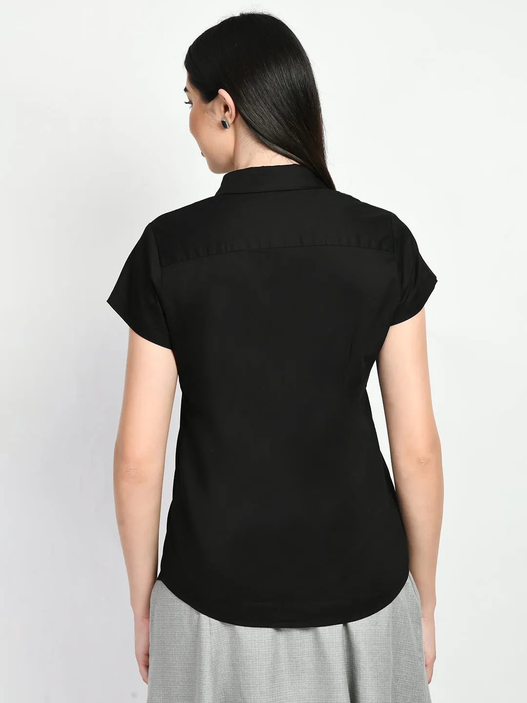 Exude Creativity Cap Sleeves Shirt (Black)