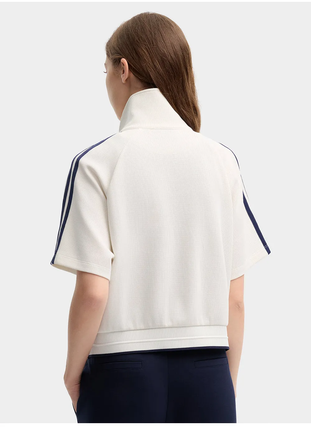 FILA CORE LIFESTYLE ORIGINALE FRENCH TENNIS CLUB Women Knitted Short Sleeve Shirt with Zipper (Navy / White)