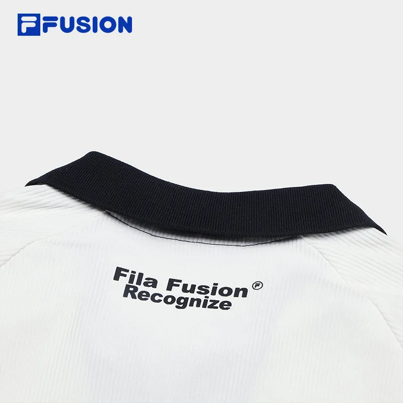 FILA FUSION INLINE CULTURE Women Short Sleeve Cropped Polo Knit Top in White