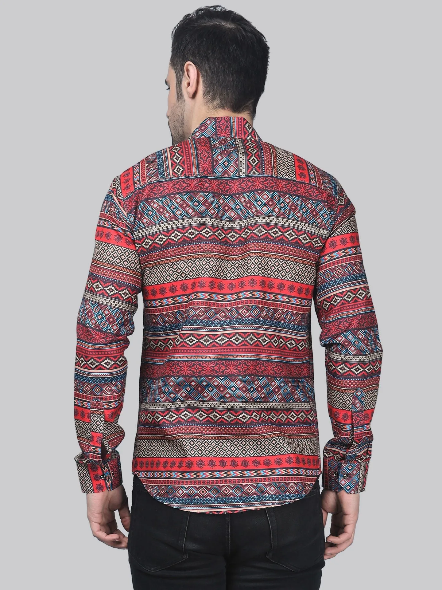 Futuristic Men's Printed Full Sleeve Cotton  Button-Up Shirt For Men