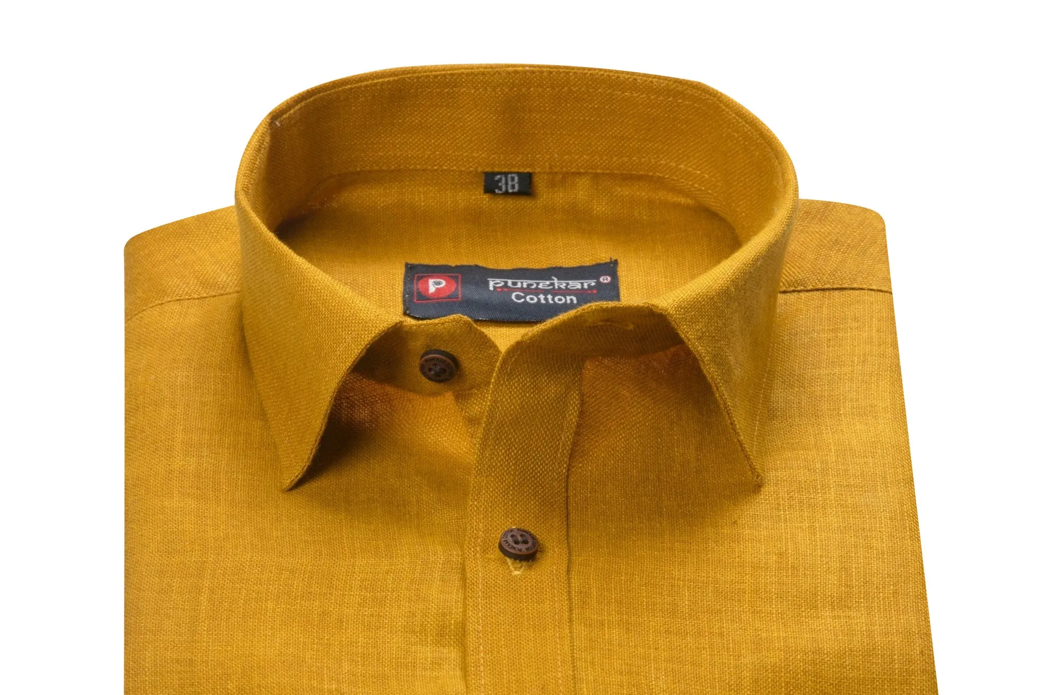 Golden Color Blended Linen Shirt For Men's