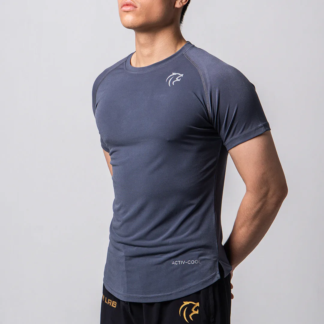 Gymlab Regular Fit Gym T-Shirt Tee with Gymlab Technology Korea - Silver logo