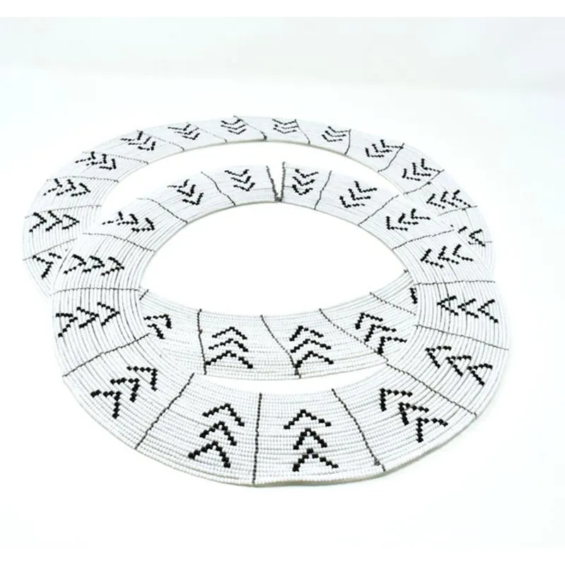 Handmade Maasai Collars | Set of 2 Black and White Patterned