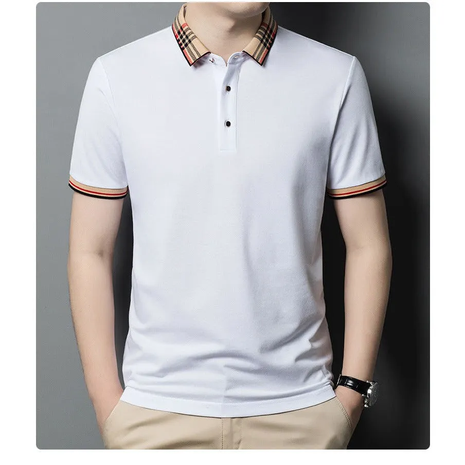 INSTOCK - Summer men's lapel polo shirt solid color casual men's