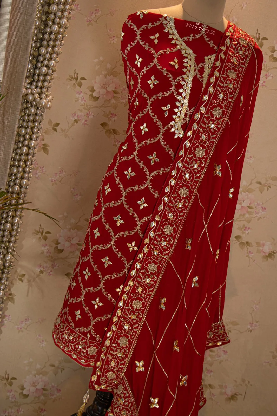 Karvachauth special Red Sawar Suit Material for Women -RIMPY001SS