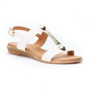 Ladies Lunar RENOIR T-Bar  Sandal White Tempo Soft