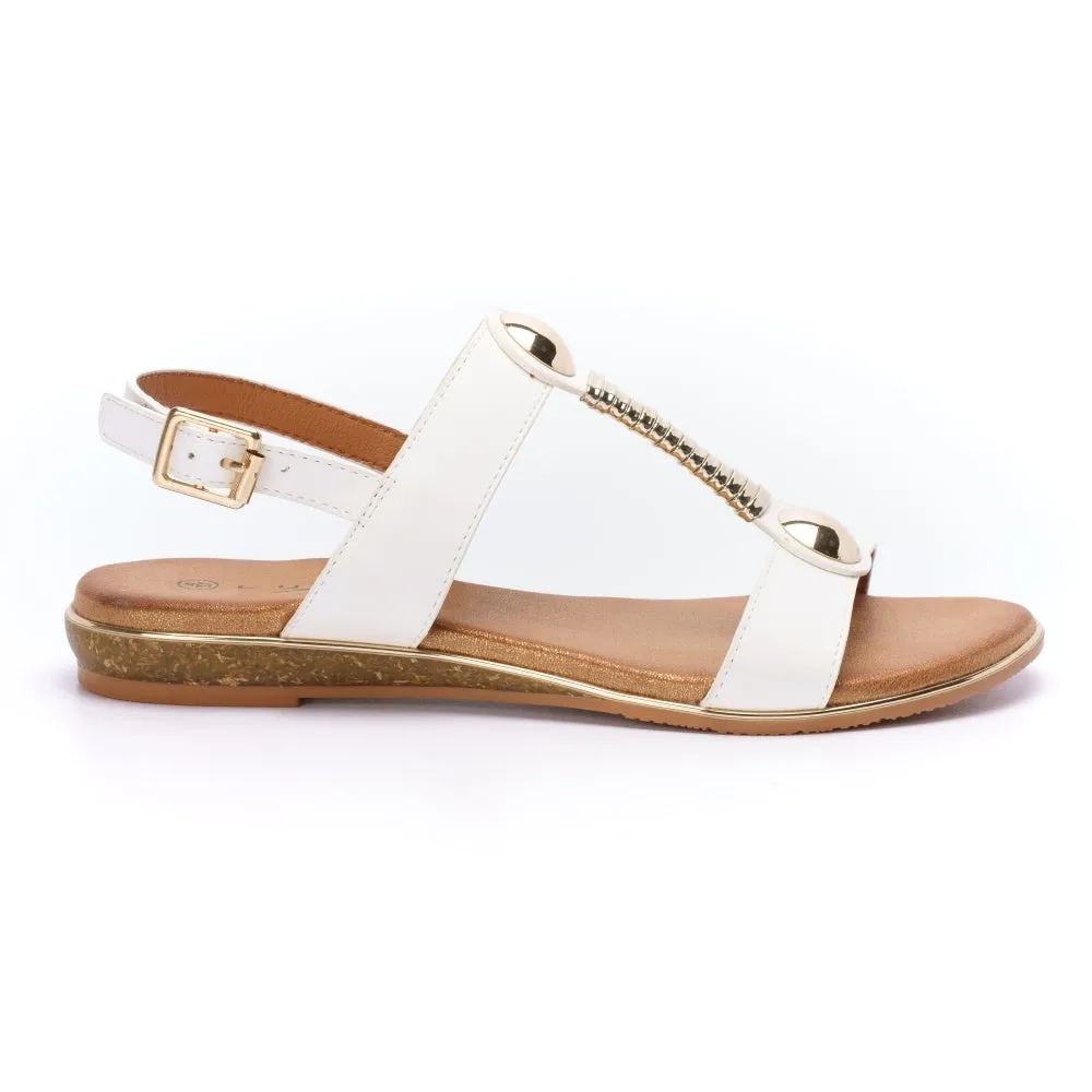 Ladies Lunar RENOIR T-Bar  Sandal White Tempo Soft