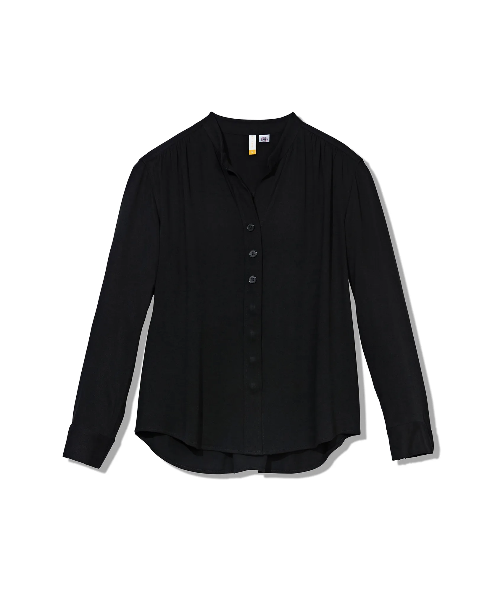 Long Sleeve Button-Front Shirt with Magnetic Closures In Black