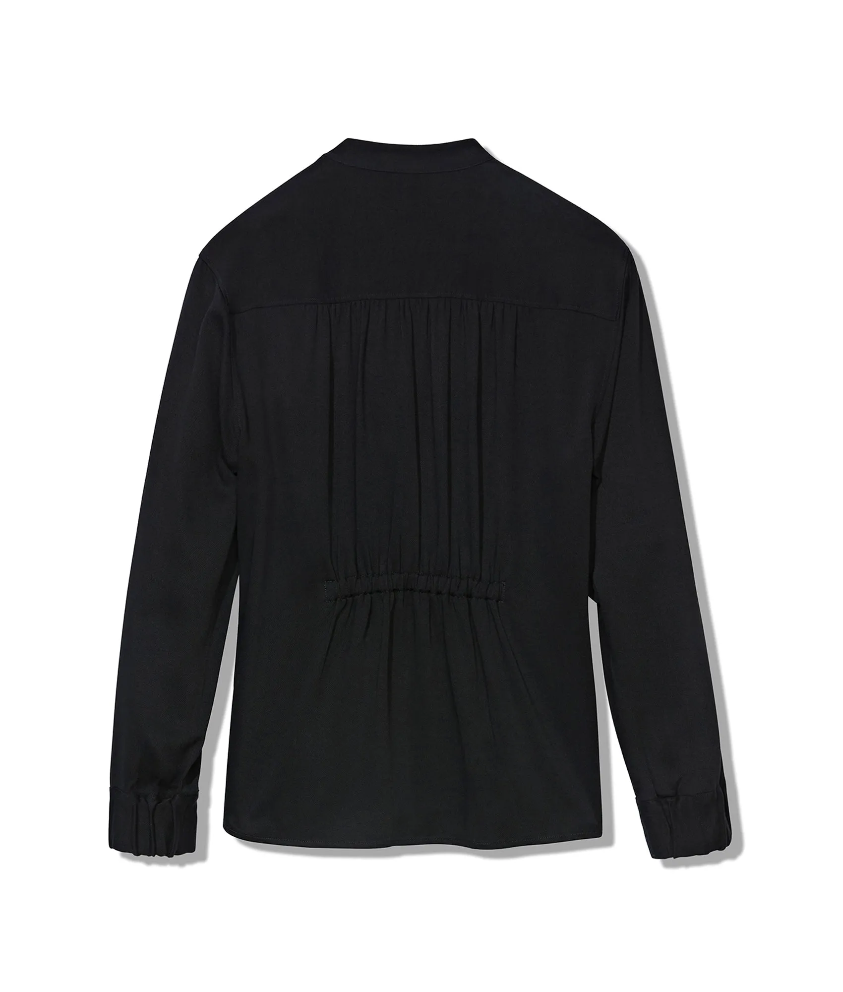 Long Sleeve Button-Front Shirt with Magnetic Closures In Black