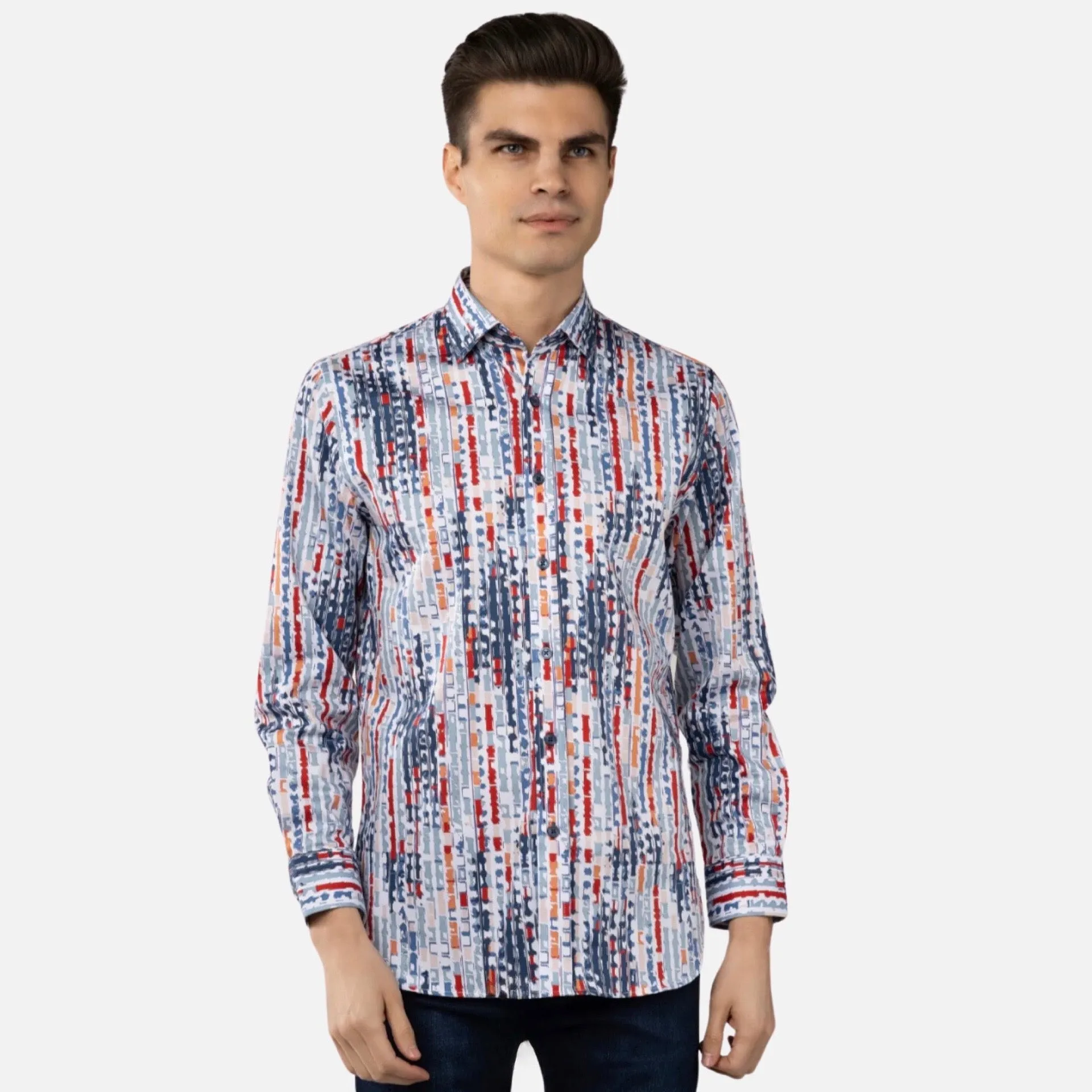 Luchiano Visconti Men Multi Color Sport Shirt 4960 - Italian Fabric Elegance, Turkish Craftsmanship