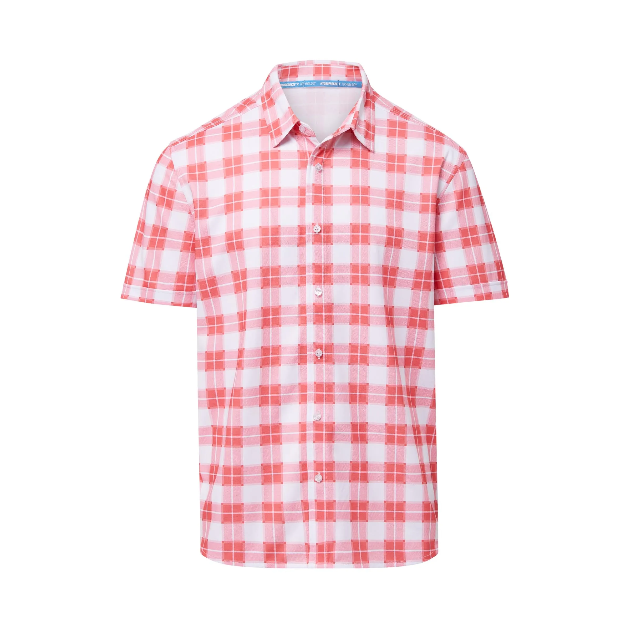 MagnaReady x Arctic Cooling Magnetic Front Polo Short Sleeves in Red Gingham