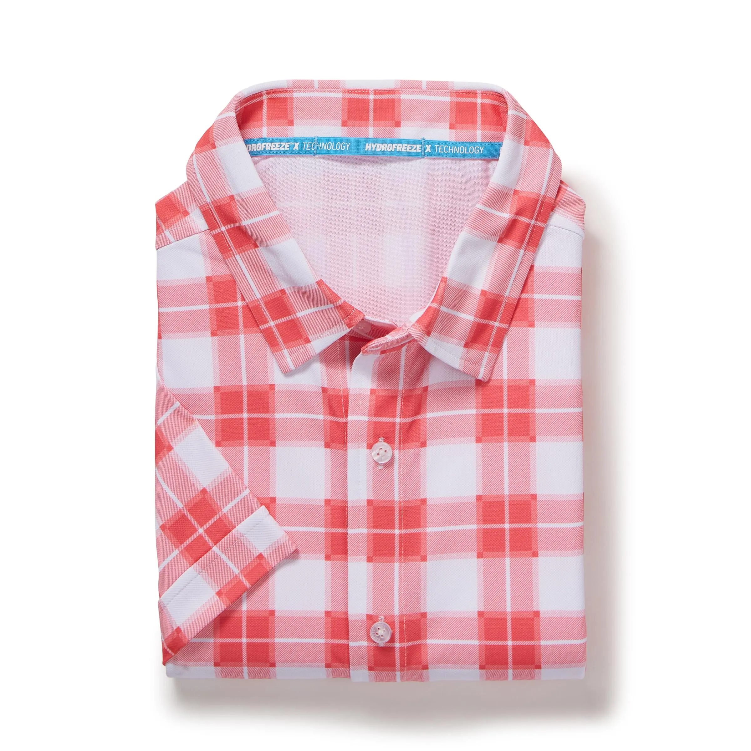 MagnaReady x Arctic Cooling Magnetic Front Polo Short Sleeves in Red Gingham