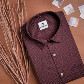 Maroon Color Morrocan Printed Shirt For Men