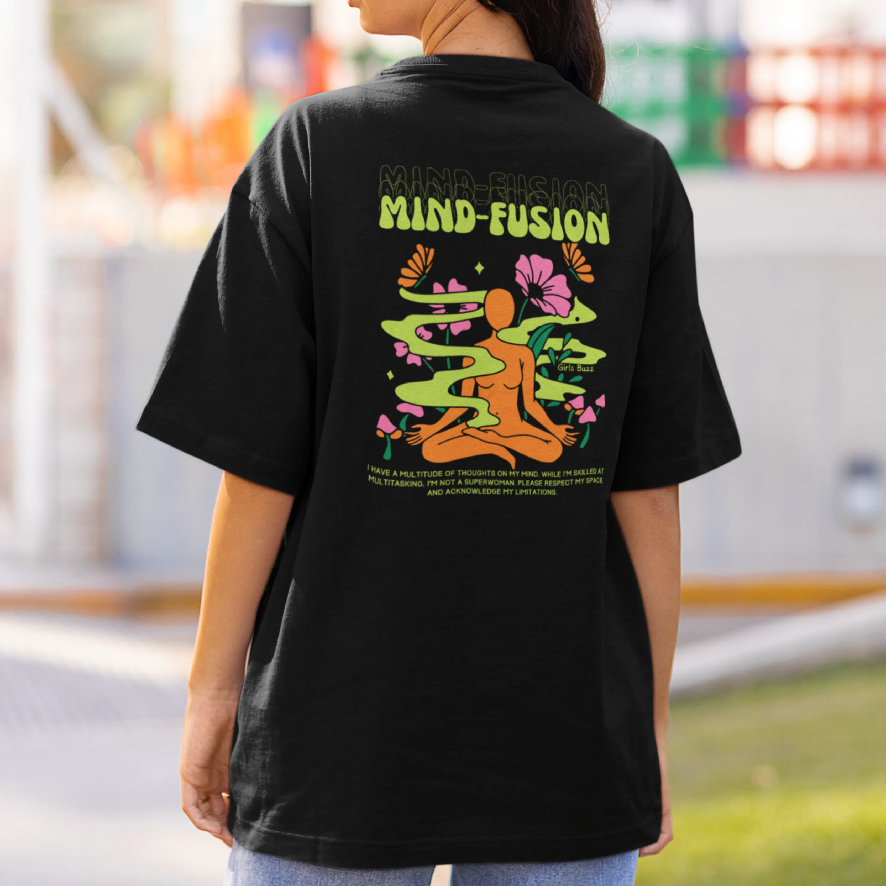 Mind Fusion Back Printed Oversized Tee