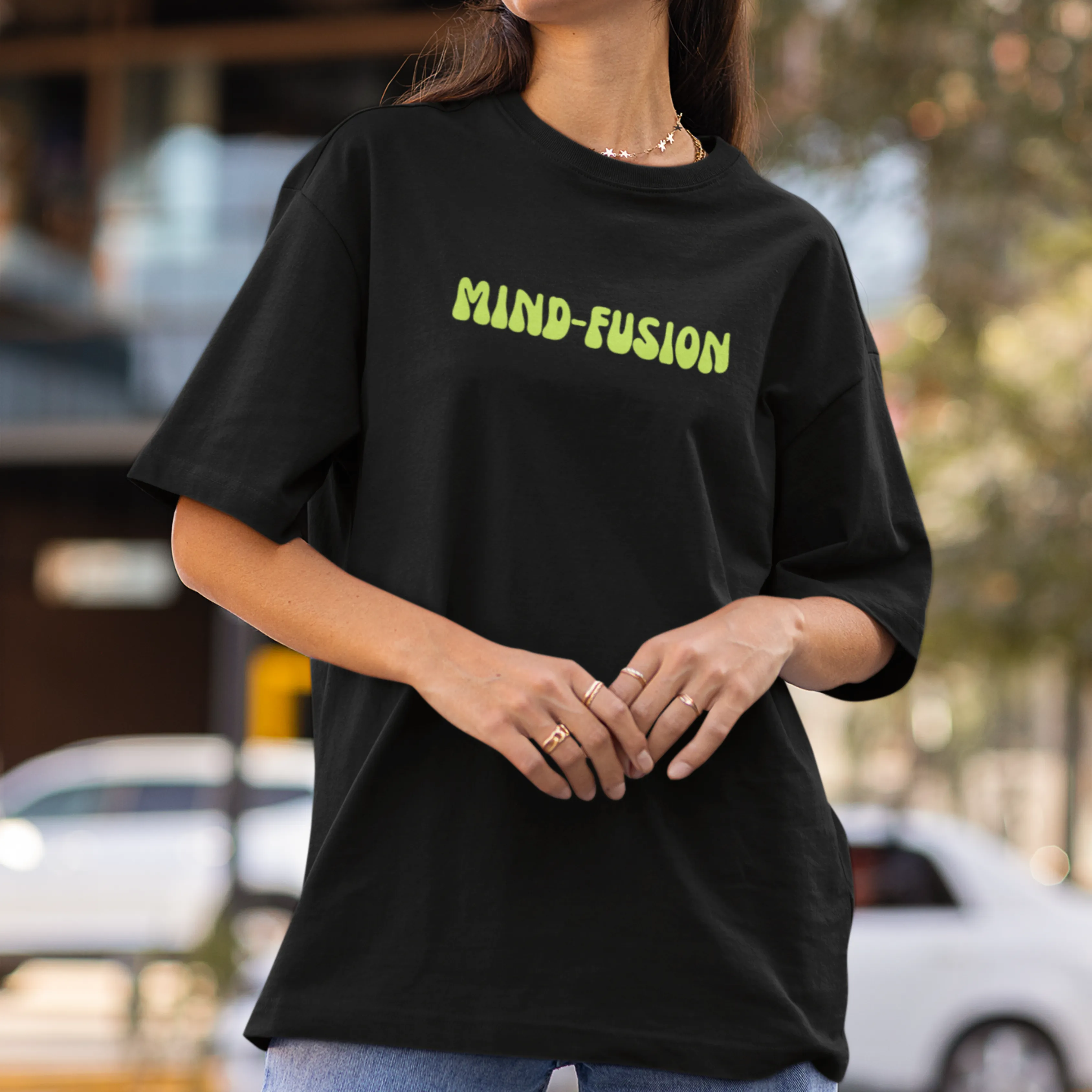 Mind Fusion Back Printed Oversized Tee