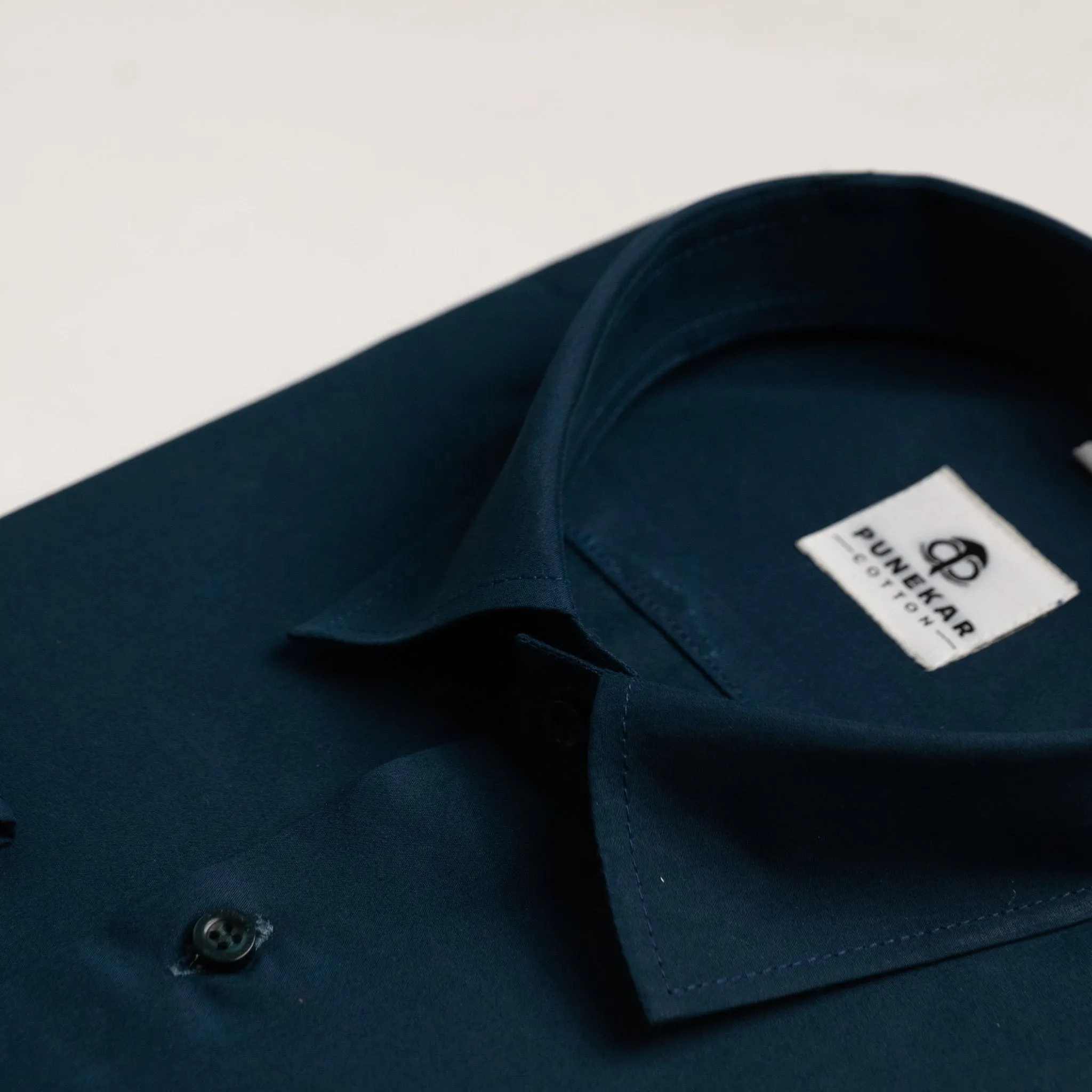 Navy Blue Color Lycra Twill Cotton Shirt For Men