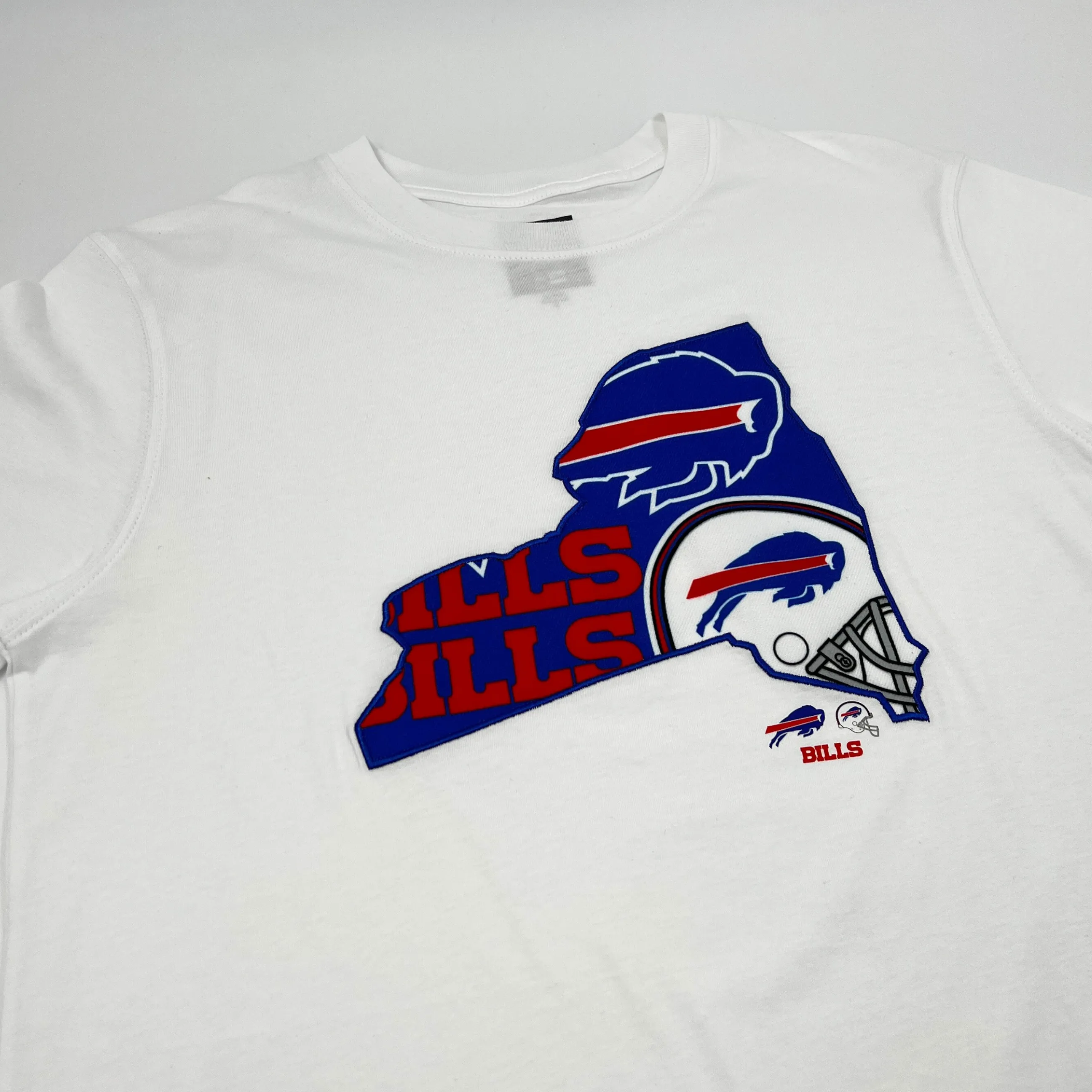 New Era Bills With Embroidered NYS Patch White Short Sleeve Shirt