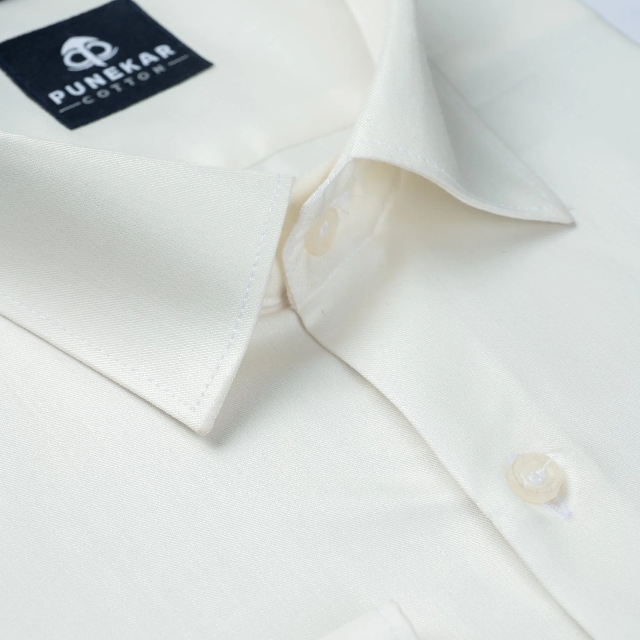 Off White Soft Satin Cotton Shirt For Men