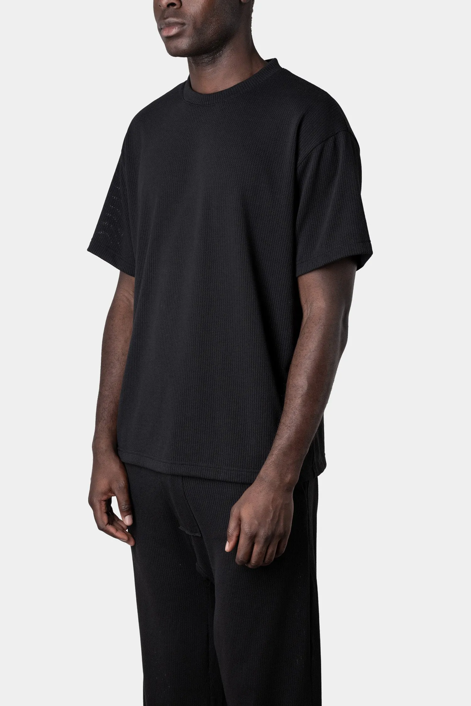 Perforated crewneck t-shirt, Black