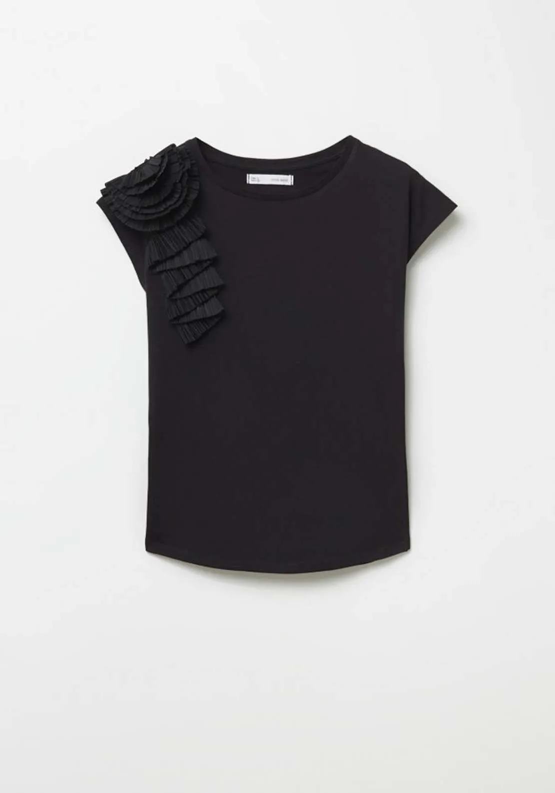 Pleated Flowers T-Shirt - Black