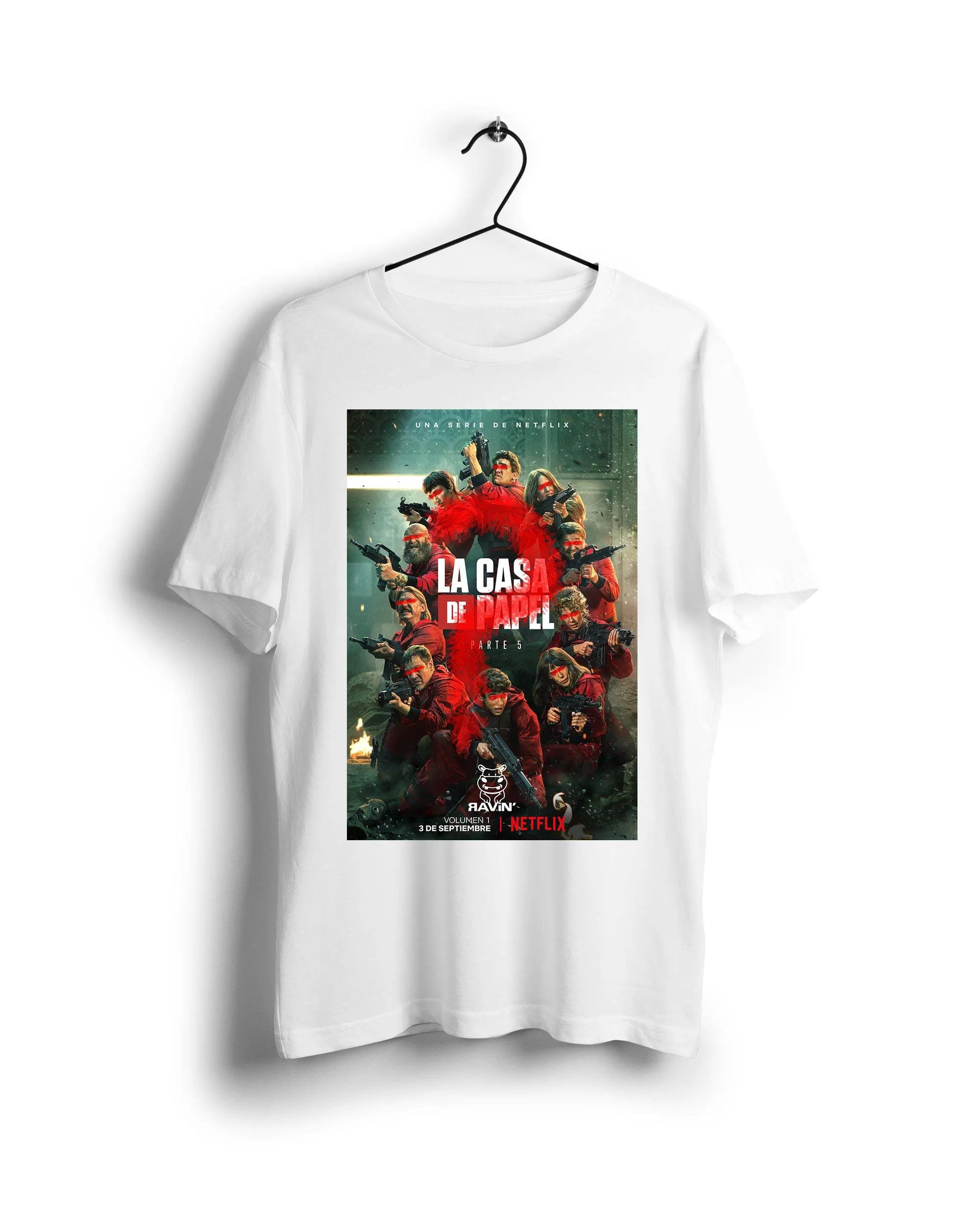 Poster La Casa De Papel X Ravin X Hippo - Digital Graphics Basic T-shirt White