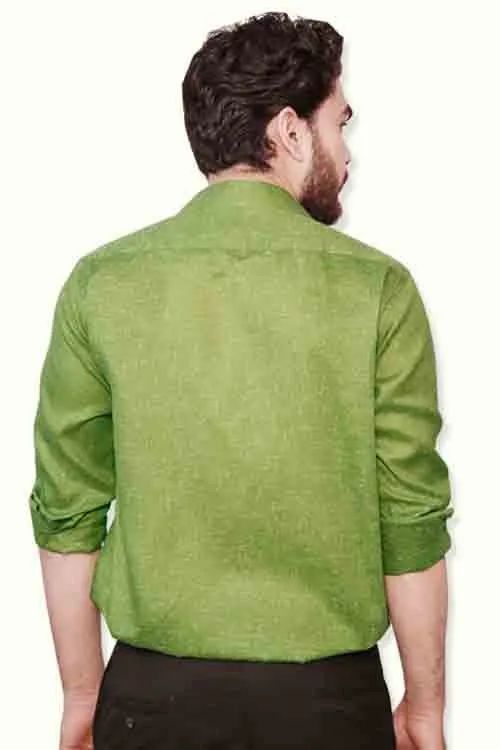 Punekar Cotton Men's Formal Handmade Mehandi Color Shirt for Men's.