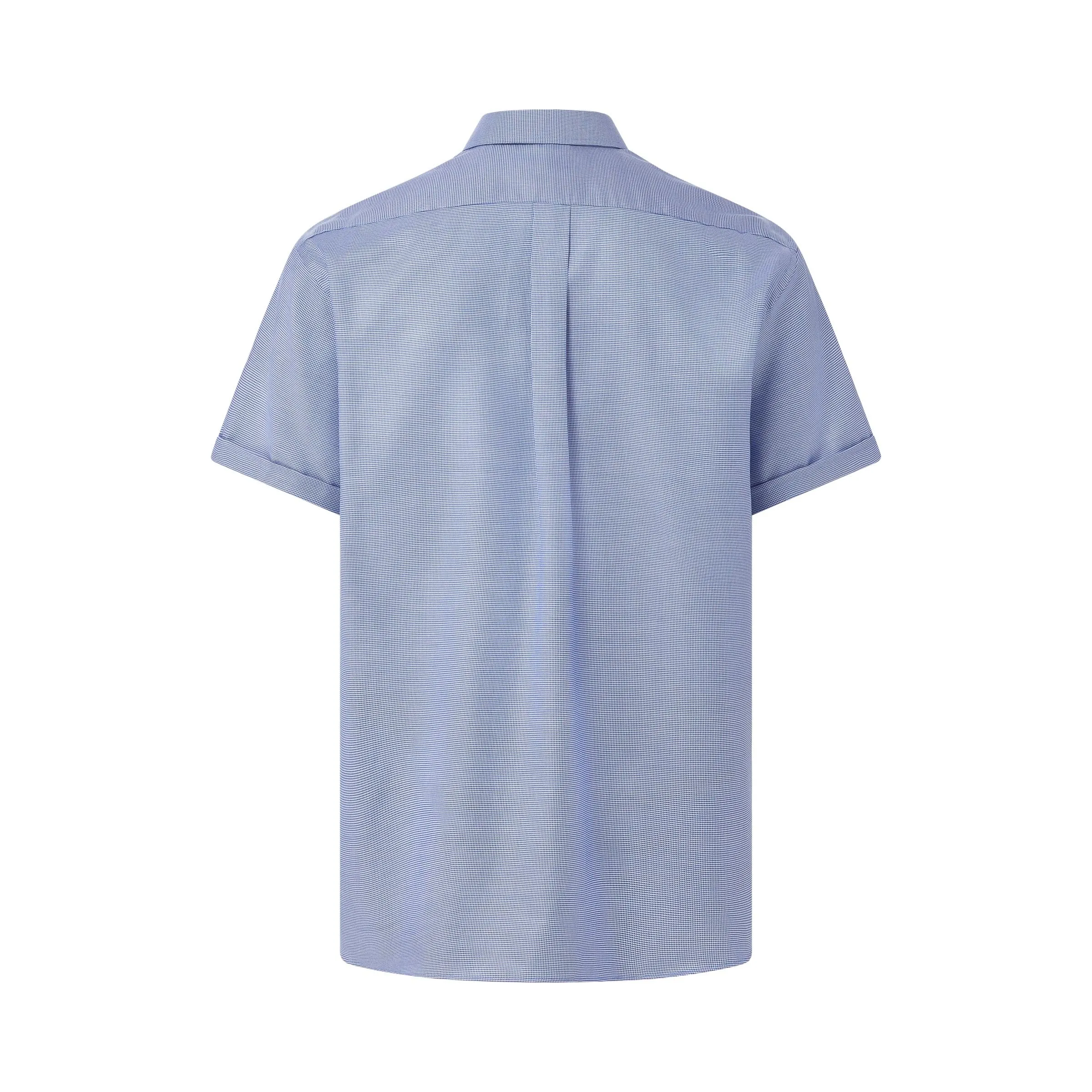 Short Sleeve Blue ‘Ryan’ Spread Collar Cotton Shirt with Magnetic Closures