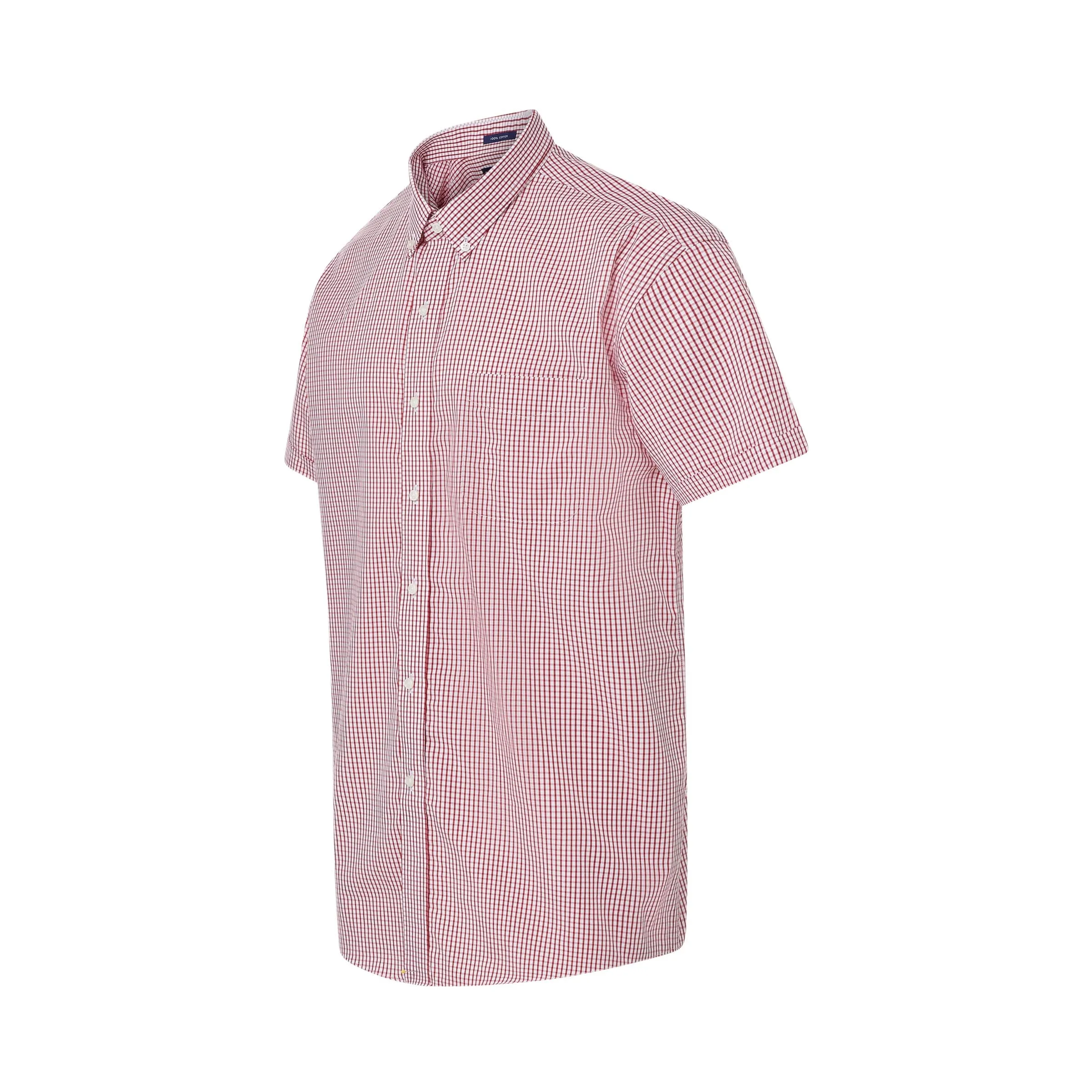 Short Sleeve Red and White ‘Heights’ Cotton Shirt with Magnetic Closures